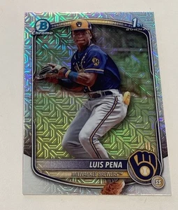 2025 Bowman Mega Box LUIS PENA Cromo Mojo Rifrattore 1° Prospect Card Brewers - Foto 1 di 2