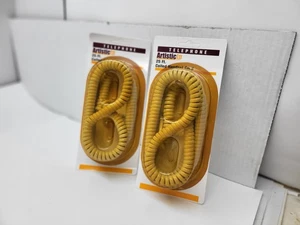 2 X IVORY LIGHT TAN 25 FT COILED PHONE MODEM CABLE TELEPHONE CORD #41B - Picture 1 of 4