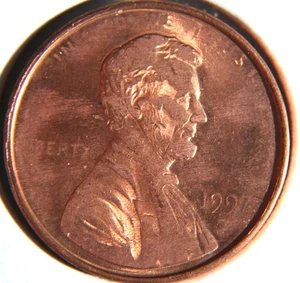 1997  Lincoln Cent Struck Thru grease Red - Picture 1 of 3