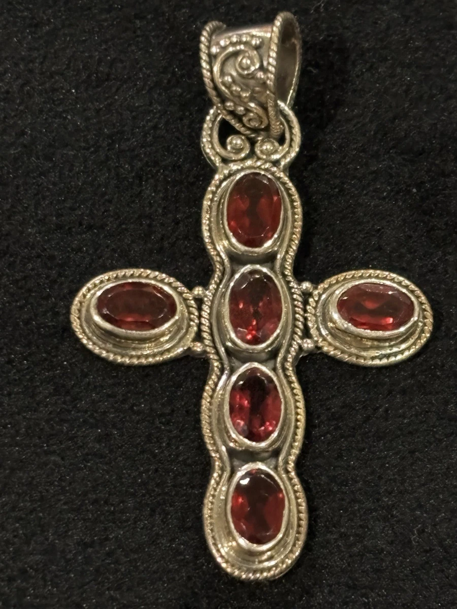 Garnet Cross Fine Gemstone Necklaces & Pendants products for sale