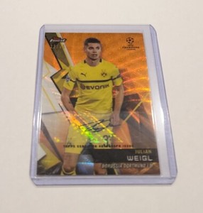 2018/19 Topps Finest UEFA CL Auto Orange Wave Ref Soccer Card Julian Weigl 23/25