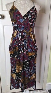 BCBGeneration Black Floral Strappy Jersey Midi Dress - Size XS (8 / 10) - Picture 1 of 4