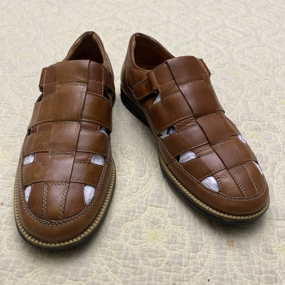 Sandro Moscoloni Vineyard Hombres Cuero Marrón Pescador Sandalias Mocasín Zapato Talla 8D Foto 1 de 4