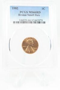 1982-P PCGS MS66RD Bronze Small Date Lincoln Memorial Cent Business Strike 1C