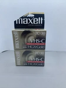 2 Pk Maxwell VHS-C TC-30 HGX-Gold Premium High Grade Video Tapes New Sealed - Picture 1 of 7