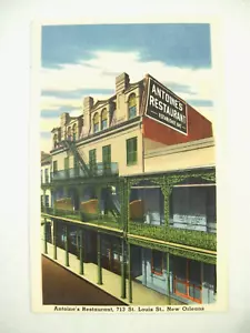 Postal de lino de restaurante Antoine's de Nueva Orleans, Louisiana, sin publicar - Imagen 1 de 2