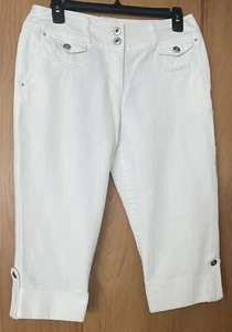 Kenar Women’s White Jeans Stretch Mid Rise Skinny Capris Size 2 - Picture 1 of 10