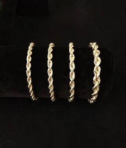 10K Gold Rope Chain Gold Rope Chain Bracelet 3mm, 3.6mm, 4mm, 4.5mm, 5mm, 6mm - Picture 1 of 4
