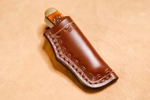 Custom Leather Sheath for 4" Trapper - Picture 1 of 4