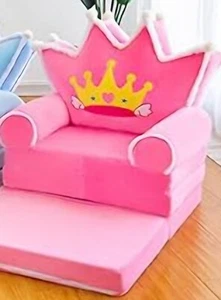 Princess Crown Pink Slipcover (ONLY) for Children's Armchair Cozy Chair Washable - Picture 1 of 6