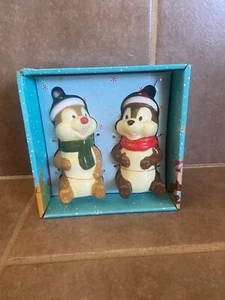 Disney Chip and Dale Christmas Salt and Pepper Shakers NIB - Picture 1 of 3