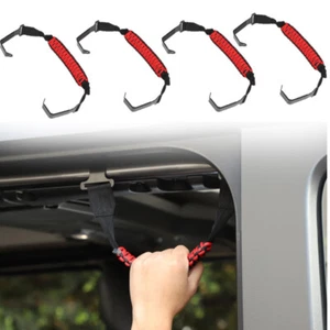 Red Front & Rear Grab Bars Grab Handles for Jeep Wrangler JL JLU 2018+ 4Door - Picture 1 of 7