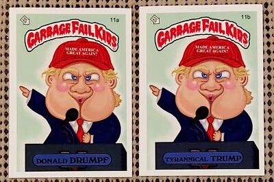 LOT of 2: DONALD DRUMPF TYRANNICAL TRUMP GARBAGE FAIL KIDS Stickers GPK ART RARE - Image 1 of 3