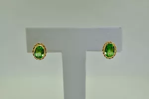 14K Yellow Gold Peridot Earrings - Picture 1 of 4
