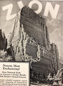 1927 Union Pacific Railway Zion National Park Original Vintage Print Ad - Picture 1 of 2