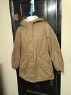 Lucky Brand Men's SZ Med Brown Faux Fur Lined Hooded Full Zip and Snap Up Coat