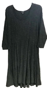 Torrid 1 Gray Knit Skater Dress 3/4 Sleeve Scoop Neck Stretch - Picture 1 of 10