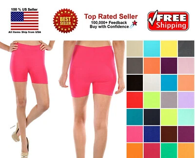 Womens Stretch Seamless Casual Bike Shorts Cycling Exercise Yoga Workout - Image 1 of 3