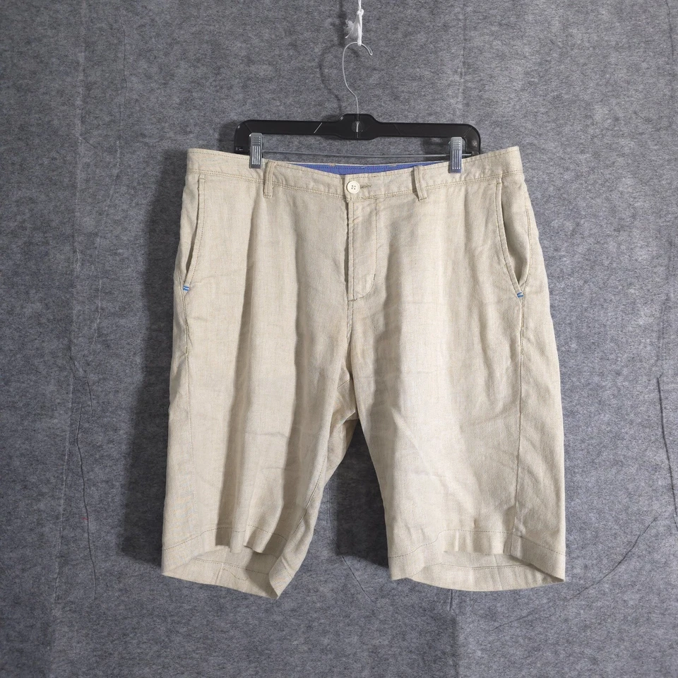 Tommy Bahama Pantalones Cortos Relax Para Hombre 35 Beige Chino Preppy 100% Lino A Rayas Foto 1 de 4