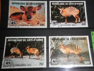 COSTA D'AVORIO 1985 WWF Animali Fauna protetta serie integra Timbrati (C.X) - Imagen 1 de 1