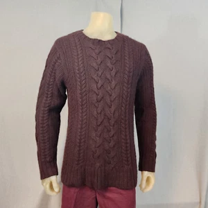 J Crew Brown Lambswool Angora Sweater LARGE Crew Neck LngSlv Cable Knit Pullover - Picture 1 of 6