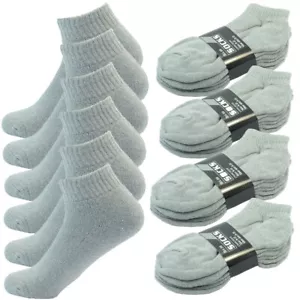 3-12 Pairs Men Gray Sports Athletic Ankle Crew Socks Cotton Low Cut Size 9-13 - Picture 1 of 5