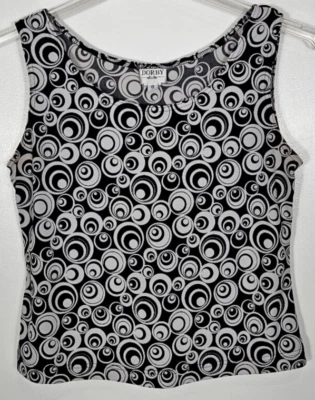 Dorby 女式 8 码黑色白色衬衫上衣圆形无袖经典领 — 第 1/3 张图片