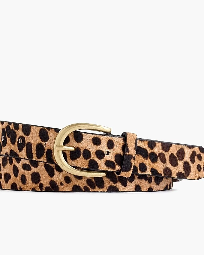 J. CREW Size Small Calf Hair Belt Gold Hardware Leather One - Image 1 of 4