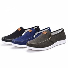 Summer Mens Slip On Canvas Shoes Driving Loafers Fashion Casual Breathable Shoes