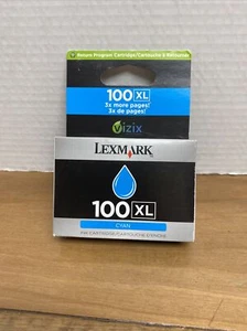 1 Genuine Lexmark Ink Cartridge - 100XL Cyan Unopened - Picture 1 of 6