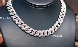 Weiß vergoldet Eisbling Out Messing Labor Diamant kubanische Halskette Halskette Halskette - Bild 1 von 5