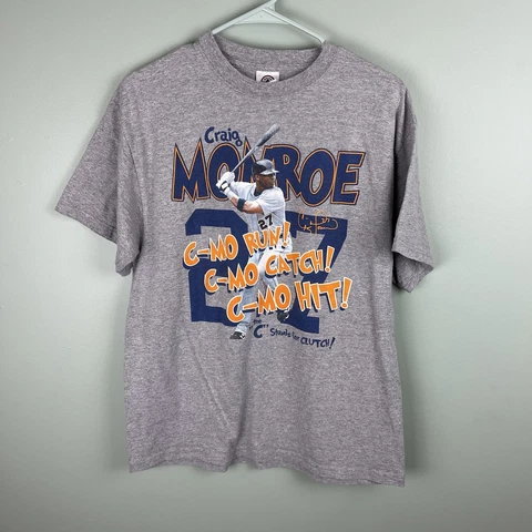 Vintage Y2K Craig Monroe Detroit Tigers MLB Graphic T-Shirt Size Large Gray Cover