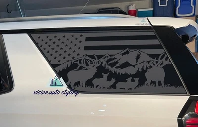 Calcomanía adhesiva para exteriores Chevy Tahoe 2021-2025 bandera americana alce árbol de montaña Foto 1 de 4