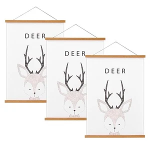 3 Pack Magnetic Poster Hanger Frame, Teak Wood Magnet Poster Frame for Poster... - Picture 1 of 7