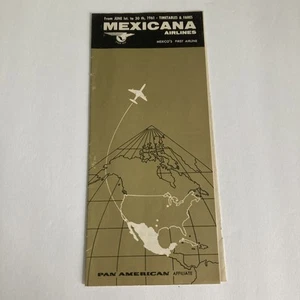 Mexicana Airlines 1961 Timetable Pan Am Affiliate Vintage Brochure - Picture 1 of 6