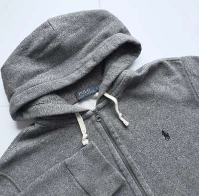Polo Ralph Lauren Para Hombre Clásico Peso Pesado Cremallera Completa Sudadera con Capucha Grande Gris Poni Foto 1 de 4