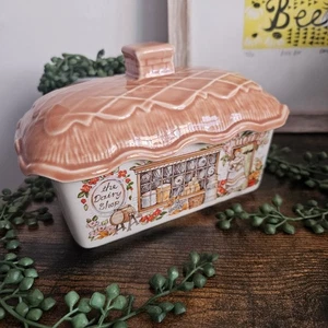 Plato de mantequilla vintage Sadler Cotswold Cottage Ware The Dairy Shop con tapa de cerámica - Imagen 1 de 11