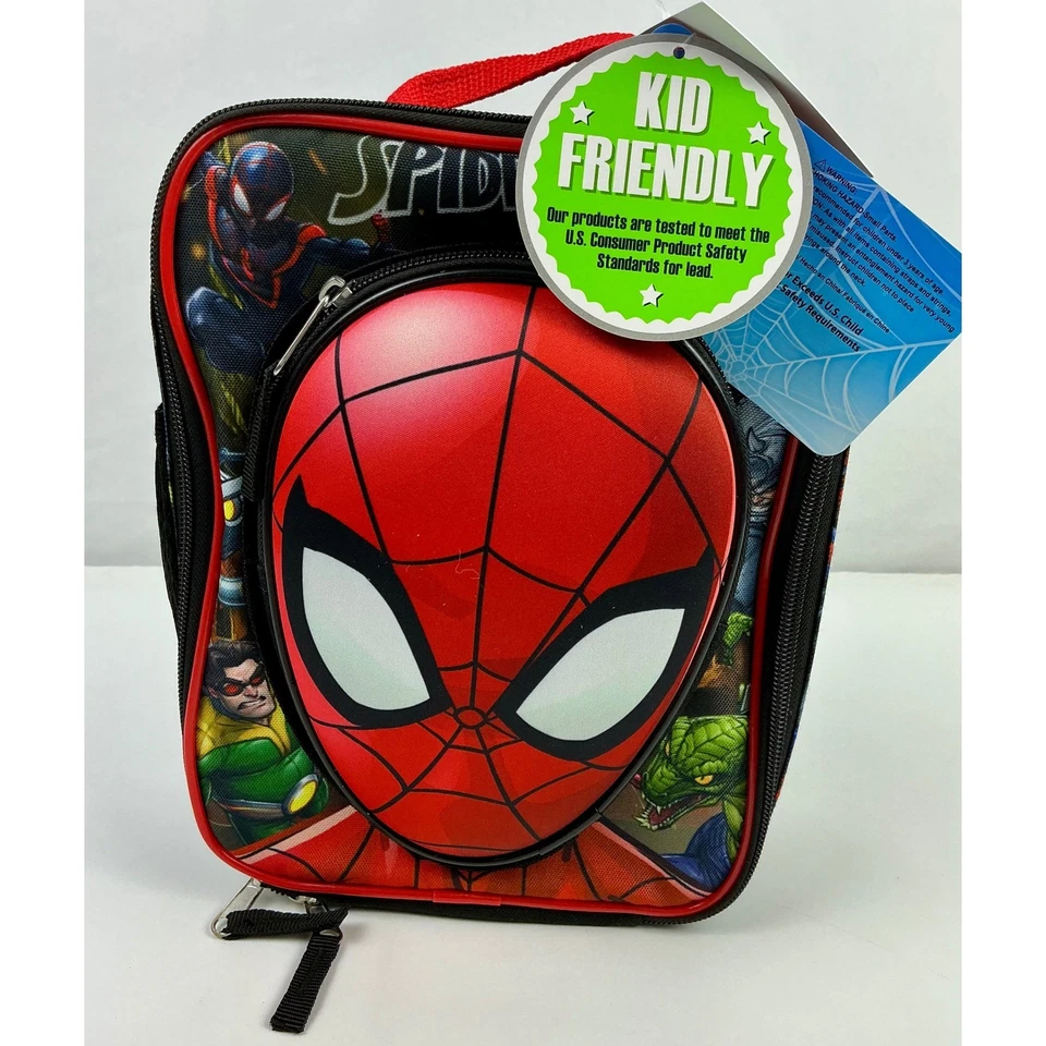 Fiambrera Marvel Spiderman con máscara 3D bolsa de almuerzo Bioworld amigable para niños Foto 1 de 4