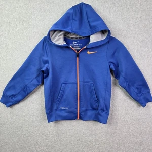 Nike Therma-Fit Blue Jersey Hoodie Jacket Boys Sz 6 - Picture 1 of 5