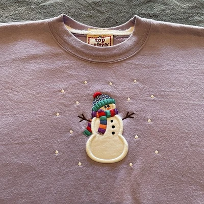 Vintage Christmas Snowman Sweatshirt Womens 2XL Purple Pullover Holidays Festive - Image 1 of 4