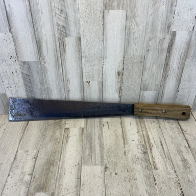 "Cuchillo de maíz machete de caña vintage de 21-3/8"" con hoja de acero de 14-3/4"" y mango de madera" Foto 1 de 4