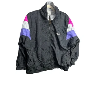 Vintage Adolfo Sport Jacket Windbreaker 80's 90's Sz L Y2K Retro Winter Black - Picture 1 of 12