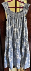 Maxi Vestido de Verano Old Navy Para Mujer Denim Floral En Niveles Con Bolsillos Talla L 😍 - Imagen 1 de 9