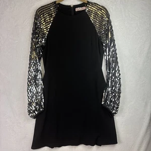 Traffic People Etuikleid schwarz Paillettenärmel Reißverschluss Gr. Small 8 Glamour Urlaub - Bild 1 von 10