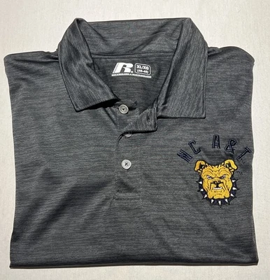 North Carolina A&T Polo Shirt Russell Mens XL Gray Performance Embroidered Logo - Image 1 of 4