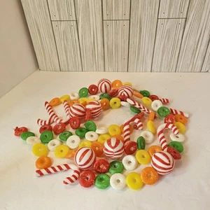 Vintage 9 ft Plastic Blow Mold Sugared Candy Christmas Tree Garland Lifesavers - Picture 1 of 6