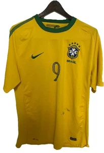 2010 Brazil Home Jersey #9 Ronaldo Sz L Nike Soccer World Cup Legend Brazil kit - Picture 1 of 18