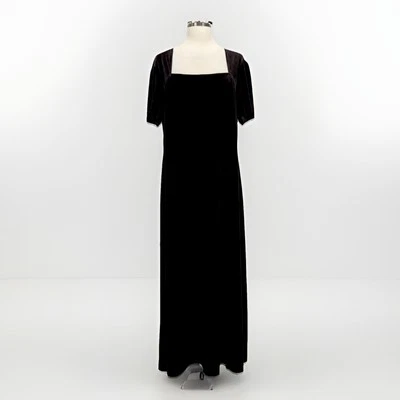 Vintage Y2K Square Neck Onyx Nite Velvet Maxi Dress Dark Brown Sz 18 Event Opera - Image 1 of 4