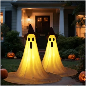 Halloween Decorations Outdoor Indoor, 2 Pack Spooky Ghost with Witch Hat, Sca... - Bild 1 von 7