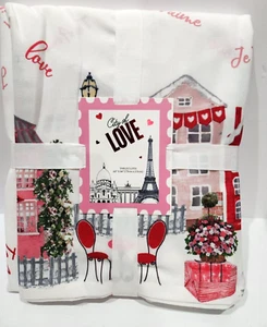 Valentinstag Paris Cafe Rot Rosa Herzen Stoff Tischdecke 60" x 84" - Bild 1 von 6